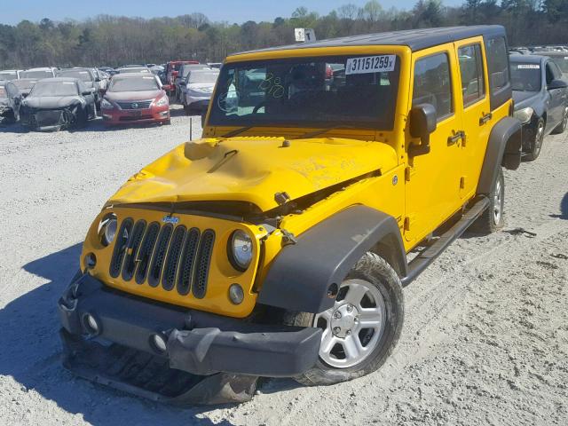 1C4BJWKG1FL652099 - 2015 JEEP WRANGLER U YELLOW photo 2