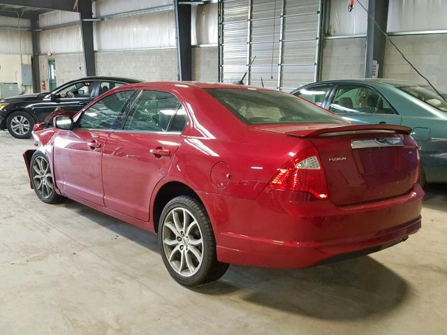 3FAHP0JA1AR255740 - 2010 FORD FUSION SEL RED photo 3