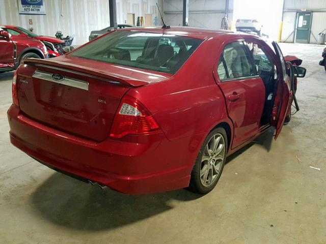 3FAHP0JA1AR255740 - 2010 FORD FUSION SEL RED photo 4