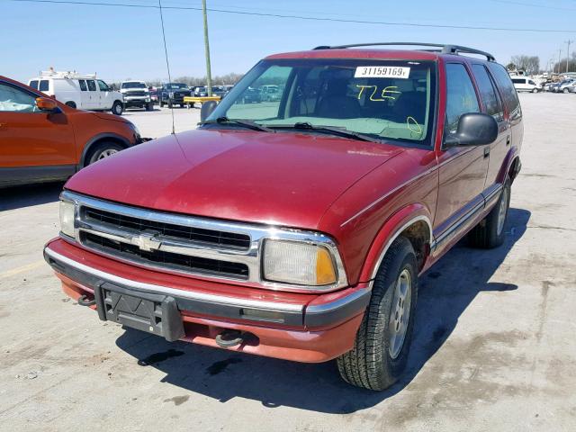 1GNDT13W7S2141614 - 1995 CHEVROLET BLAZER BURGUNDY photo 2