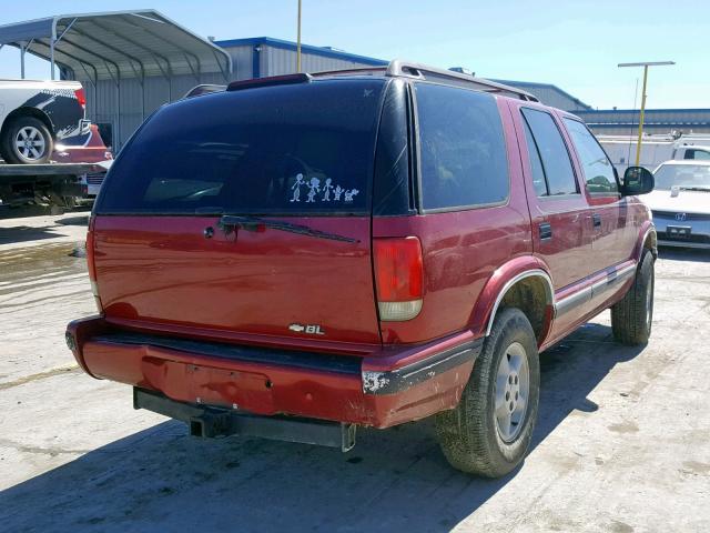 1GNDT13W7S2141614 - 1995 CHEVROLET BLAZER BURGUNDY photo 4