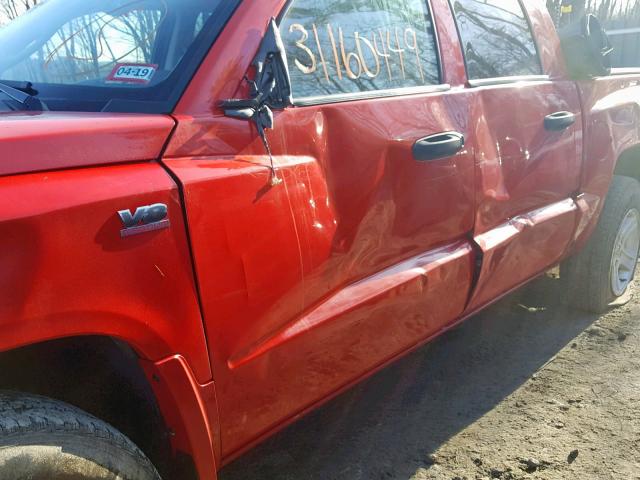 1D7RW3GP0BS708627 - 2011 DODGE DAKOTA SLT RED photo 9