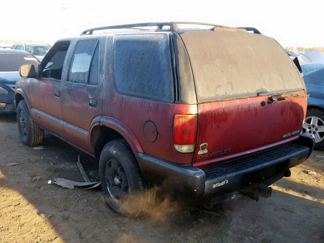 1GNDT13W6S2170697 - 1995 CHEVROLET BLAZER RED photo 3