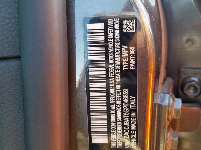 ZACCJBAT5GPD46659 - 2016 JEEP RENEGADE S გრაფიტი ფოტო 10