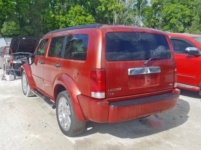 1D8GT586X7W713055 - 2007 DODGE NITRO R/T RED photo 3