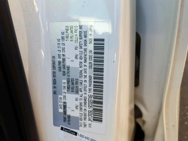 JM1CR29L190329749 - 2009 MAZDA 5 WHITE photo 10