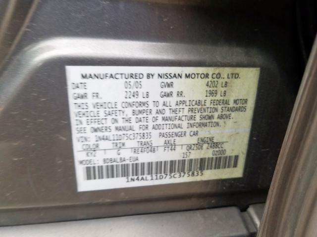 1N4AL11D75C375835 - 2005 NISSAN ALTIMA S  photo 10