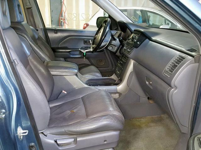 2HKYF18545H543112 - 2005 HONDA PILOT EXL BLUE photo 5