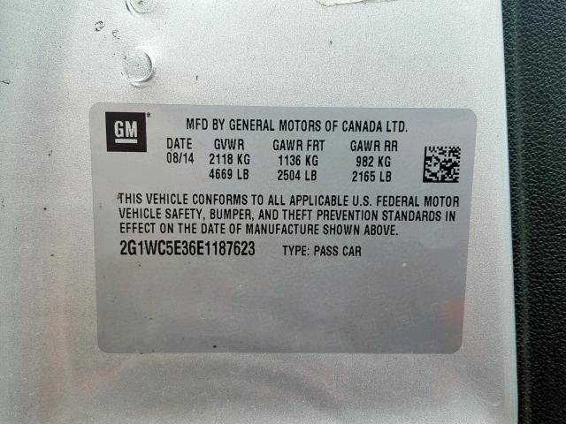 2G1WC5E36E1187623 - 2014 CHEVROLET IMPALA LIM SILVER photo 10