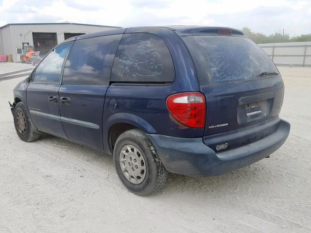 1C4GJ25B31B277796 - 2001 CHRYSLER VOYAGER BLUE photo 3