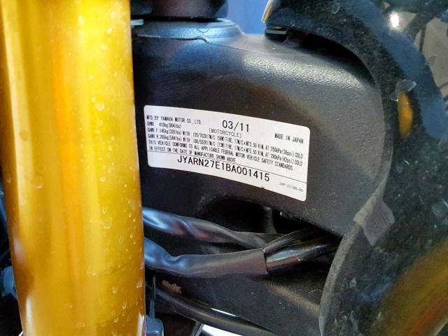 JYARN27E1BA001415 - 2011 YAMAHA FZ8 N BLACK photo 10