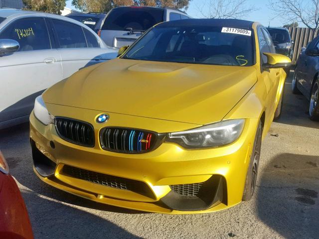 WBS8M9C51J5J79360 - 2018 BMW M3 YELLOW photo 2