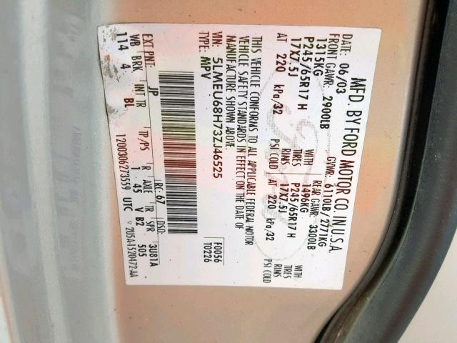 5LMEU68H73ZJ46525 - 2003 LINCOLN AVIATOR Gümüş foto 10