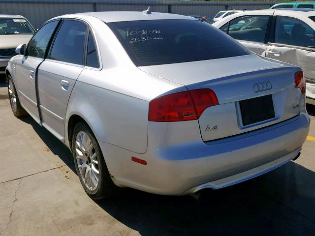 WAUAF78E58A159692 - 2008 AUDI A4 2.0T SILVER photo 3