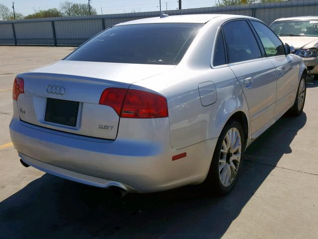 WAUAF78E58A159692 - 2008 AUDI A4 2.0T SILVER photo 4