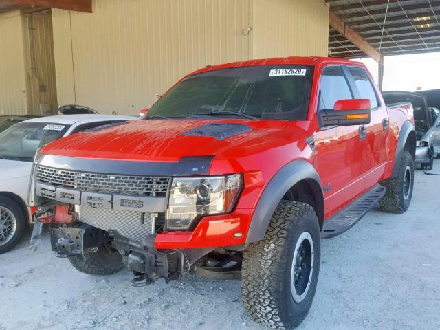 1FTFW1R62DFD15827 - 2013 FORD F150 SVT R RED photo 2