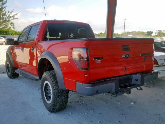 1FTFW1R62DFD15827 - 2013 FORD F150 SVT R RED photo 3