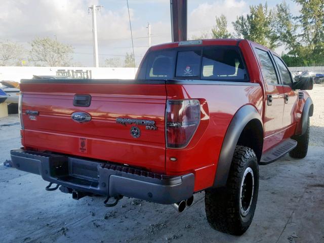 1FTFW1R62DFD15827 - 2013 FORD F150 SVT R RED photo 4