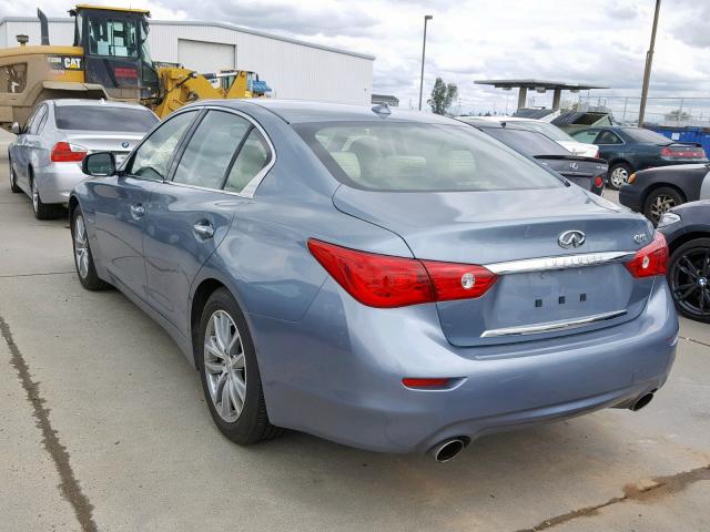 JN1AV7AP9FM790042 - 2015 INFINITI Q50 HYBRID BLUE photo 3