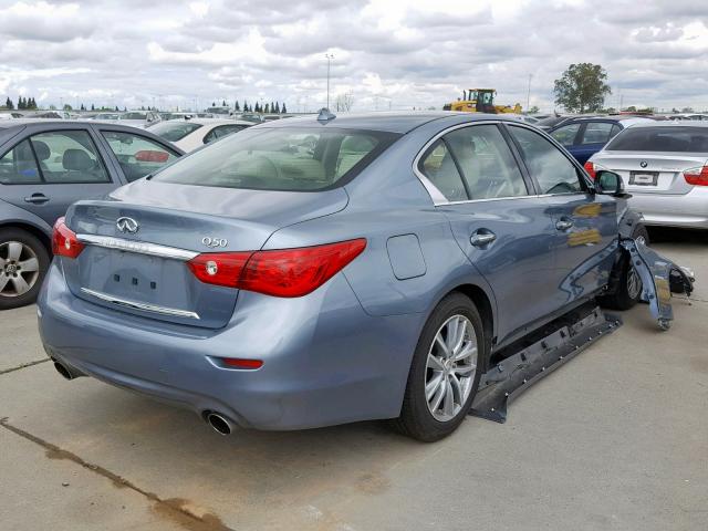 JN1AV7AP9FM790042 - 2015 INFINITI Q50 HYBRID BLUE photo 4