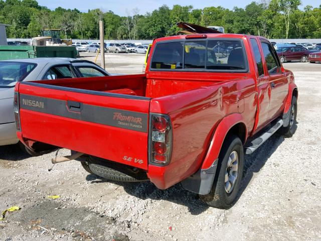 1N6ED26T6YC305307 - 2000 NISSAN FRONTIER K RED photo 4