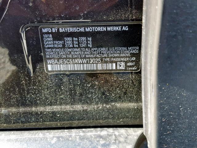 WBAJE5C51KWW13025 - 2019 BMW 540 I BLACK photo 10