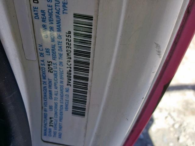 3VWBB61C4WM032256 - 1998 VOLKSWAGEN NEW BEETLE ვარდისფერი ფოტო 10