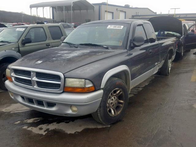 1B7GL42X02S619115 - 2002 DODGE DAKOTA SLT BLACK photo 2