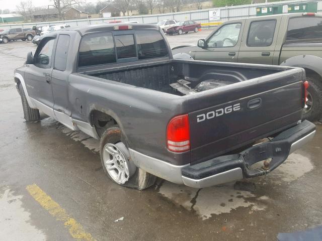 1B7GL42X02S619115 - 2002 DODGE DAKOTA SLT BLACK photo 3