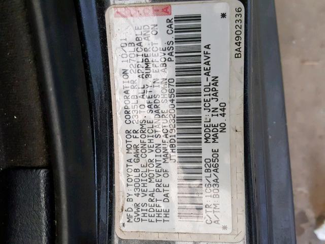 JTHBD192320045670 - 2002 LEXUS IS 300 CHARCOAL photo 10