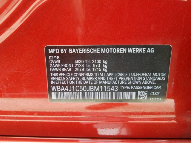 WBA4J1C50JBM11543 - 2018 BMW 430I GRAN COUPE  photo 10