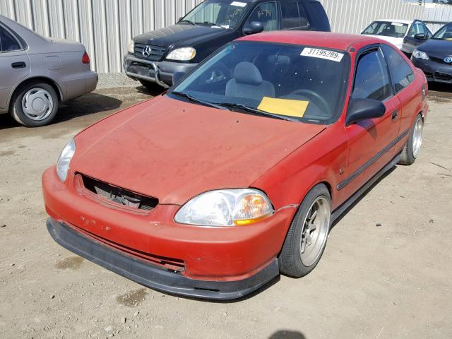 1HGEJ6128TL081646 - 1996 HONDA CIVIC DX RED photo 2