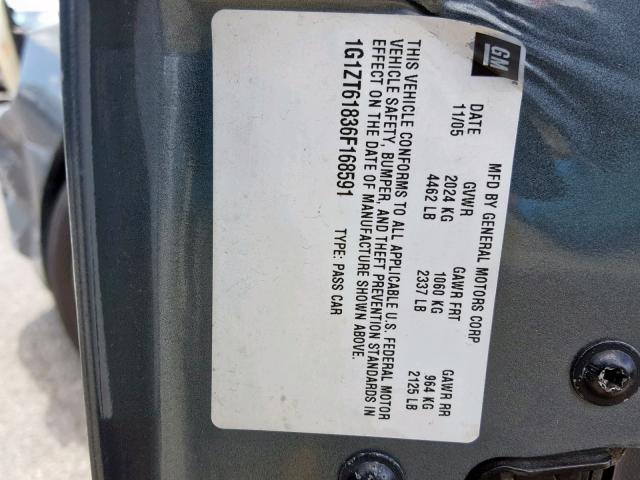 1G1ZT61836F168591 - 2006 CHEVROLET MALIBU MAX ვერცხლისფერი ფოტო 10