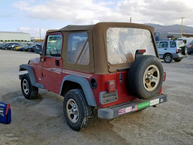 1J4FY29P6WP803825 - 1998 JEEP WRANGLER / RED photo 3