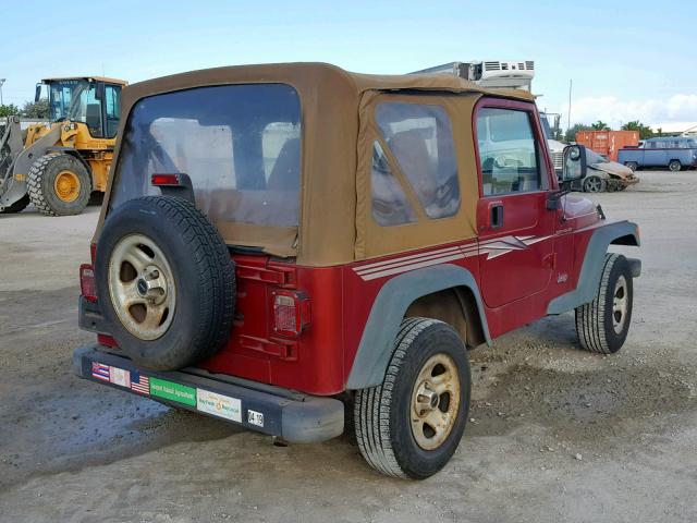 1J4FY29P6WP803825 - 1998 JEEP WRANGLER / RED photo 4