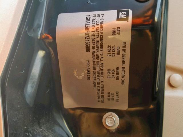 1G8AL58F07Z165886 - 2007 SATURN ION LEVEL BEIGE photo 10