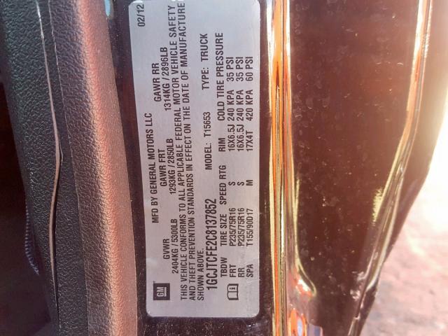 1GCJTCFE2C8137852 - 2012 CHEVROLET COLORADO L BLACK photo 10