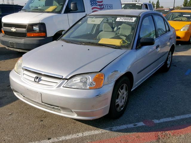 2HGES16211H507888 - 2001 HONDA CIVIC DX SILVER photo 2