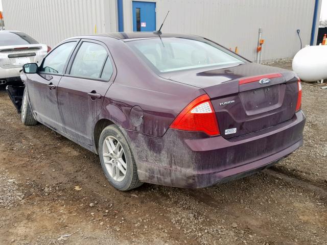 3FAHP0GA3CR440026 - 2012 FORD FUSION S PURPLE photo 3