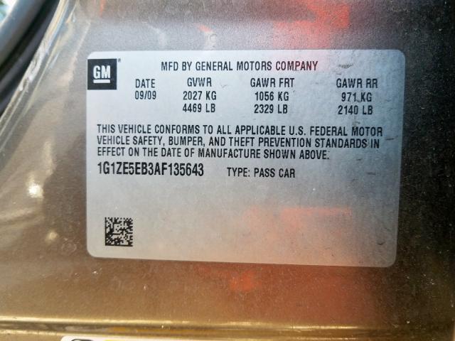 1G1ZE5EB3AF135643 - 2010 CHEVROLET MALIBU LTZ  照片 10