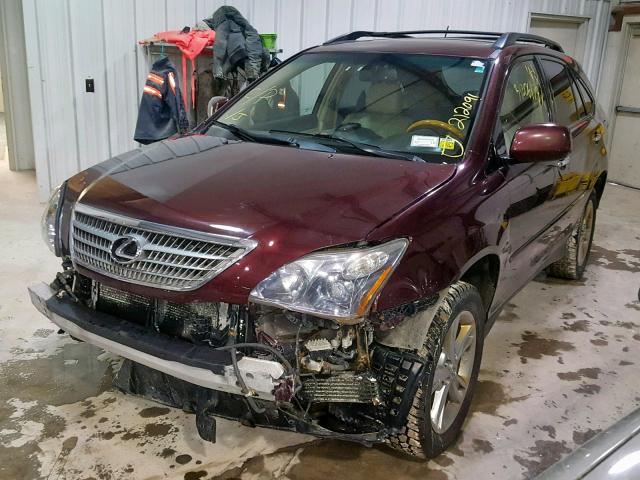 JTJHW31U482046478 - 2008 LEXUS RX 400H MAROON photo 2