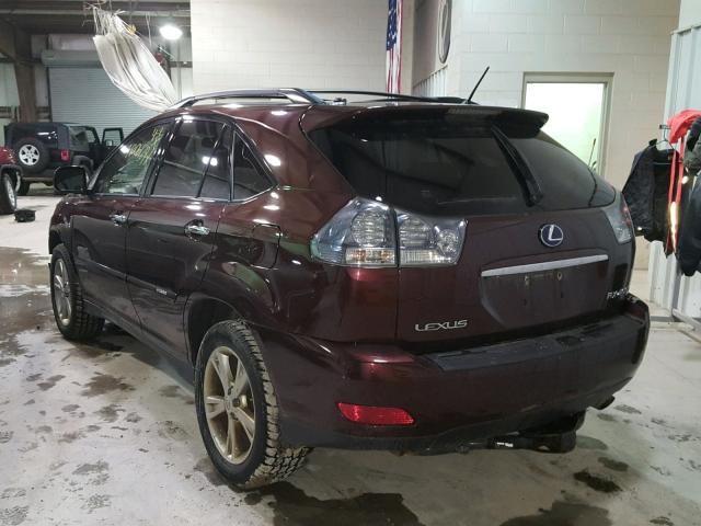 JTJHW31U482046478 - 2008 LEXUS RX 400H MAROON photo 3