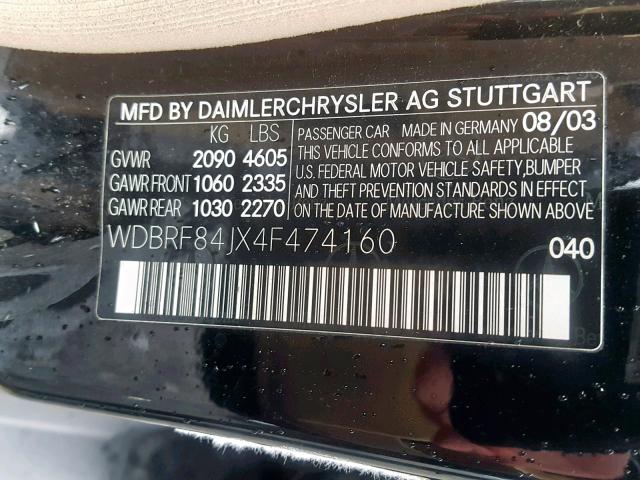 WDBRF84JX4F474160 - 2004 MERCEDES-BENZ C 320 4MAT BLACK photo 10