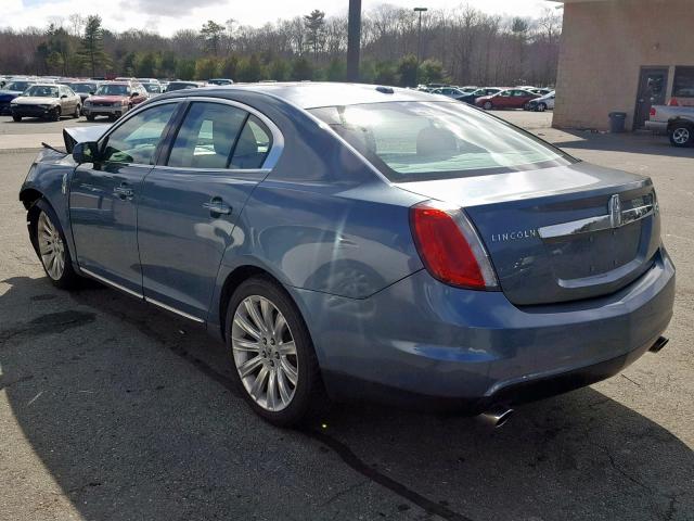 1LNHL9ER9AG607976 - 2010 LINCOLN MKS BLUE photo 3