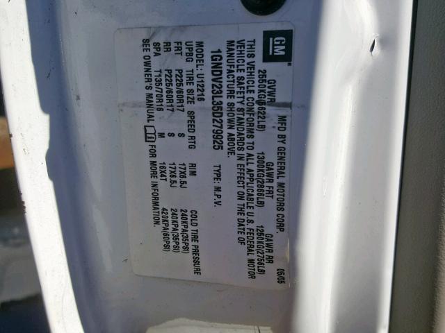 1GNDV23L35D279925 - 2005 CHEVROLET UPLANDER L 白色 照片 10