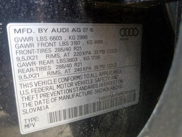 WA1VAAF74HD024295 - 2017 AUDI Q7 PRESTIGE  photo 10