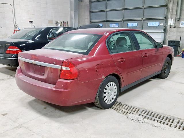 1G1ZS58F87F179296 - 2007 CHEVROLET MALIBU LS MAROON photo 4