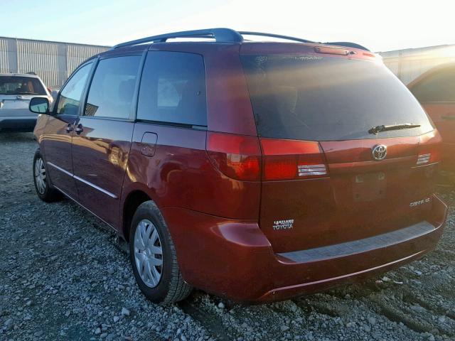 5TDZA23C75S370405 - 2005 TOYOTA SIENNA CE BURGUNDY photo 3