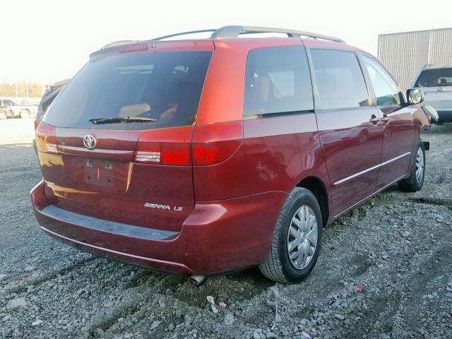 5TDZA23C75S370405 - 2005 TOYOTA SIENNA CE BURGUNDY photo 4