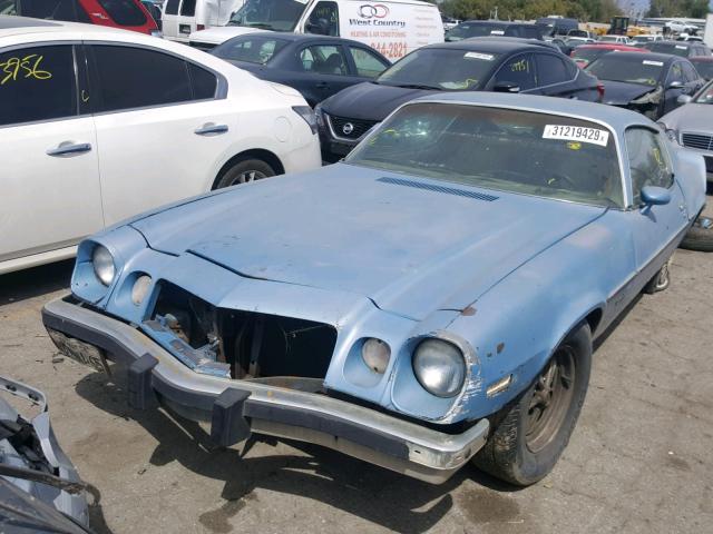 1Q87L4N234752 - 1974 CHEVROLET CAMERO BLUE photo 2